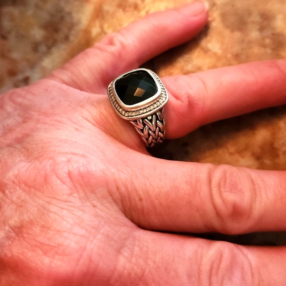 Designer onyx diamond ring 6.5 - Picture 6 of 8